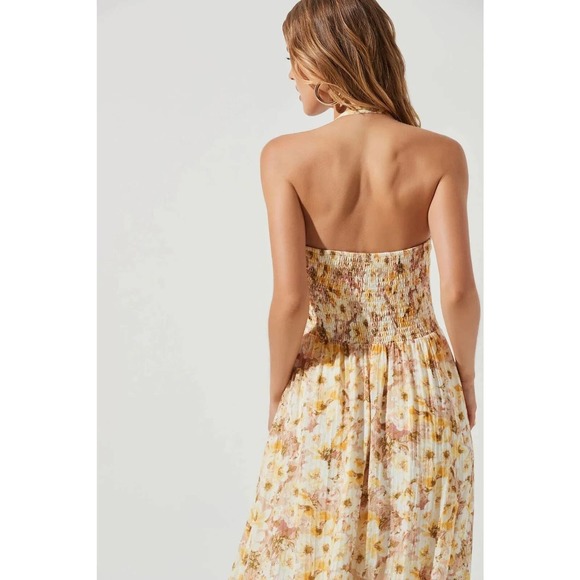 ASTR The Label Women's Mariella Taupe Yellow Floral Lined Maxi Dress - Picture 6 of 8